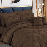 3 Pcs Pintuck Duvet Set -  Brown